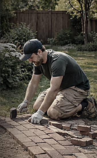 Woman holding a shovel and ground stone